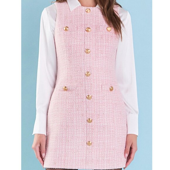 Endless Rose Pink Tweed Mini Dress Size S Brand New - Picture 3 of 7